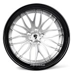 Stark Forged HEM44 custom wheel in gloss black step lip and brushed clear face center finish with deep dish design