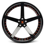 Stark Forged HEM47 custom wheel in gloss black and orange finish with concave design